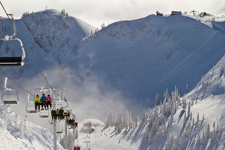 Heading up the Polar Peak chair