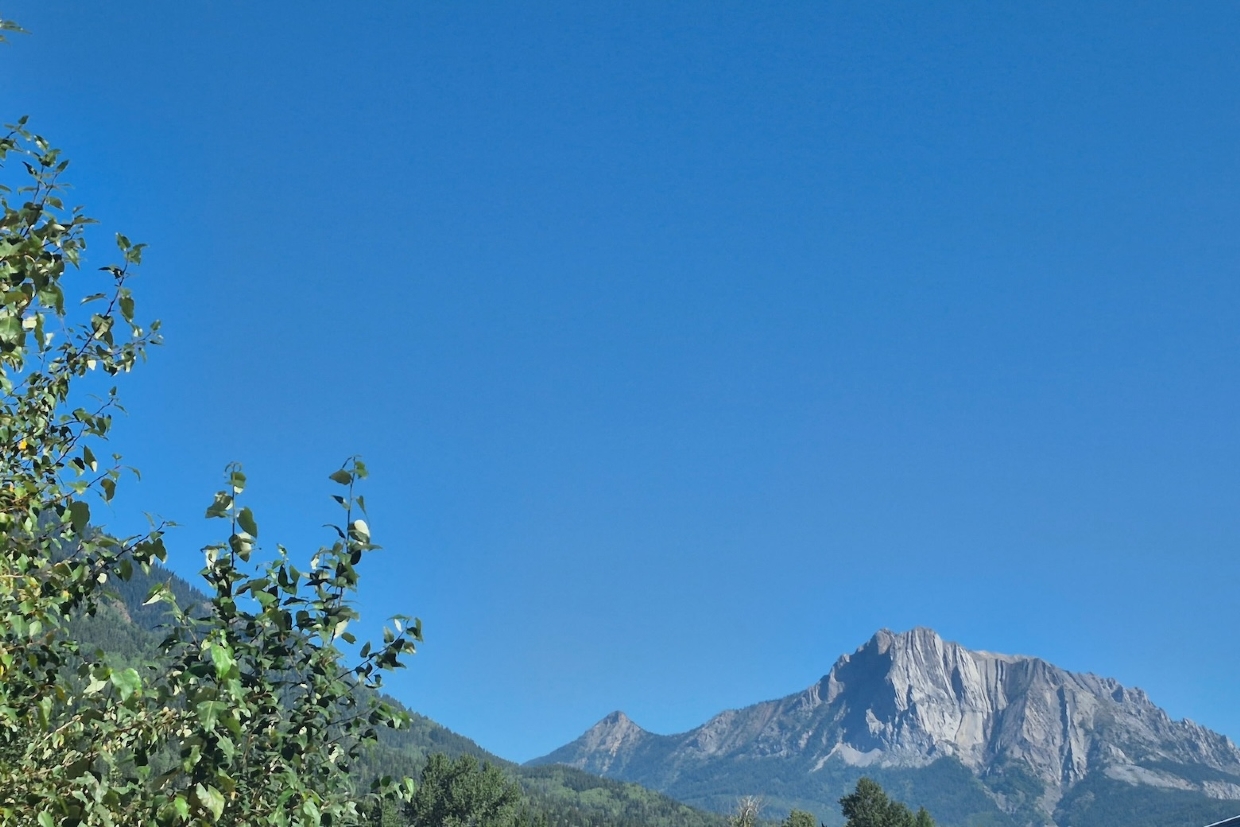 Looking northeast to Mt Hosmer. 11am, August 24th, 2025.