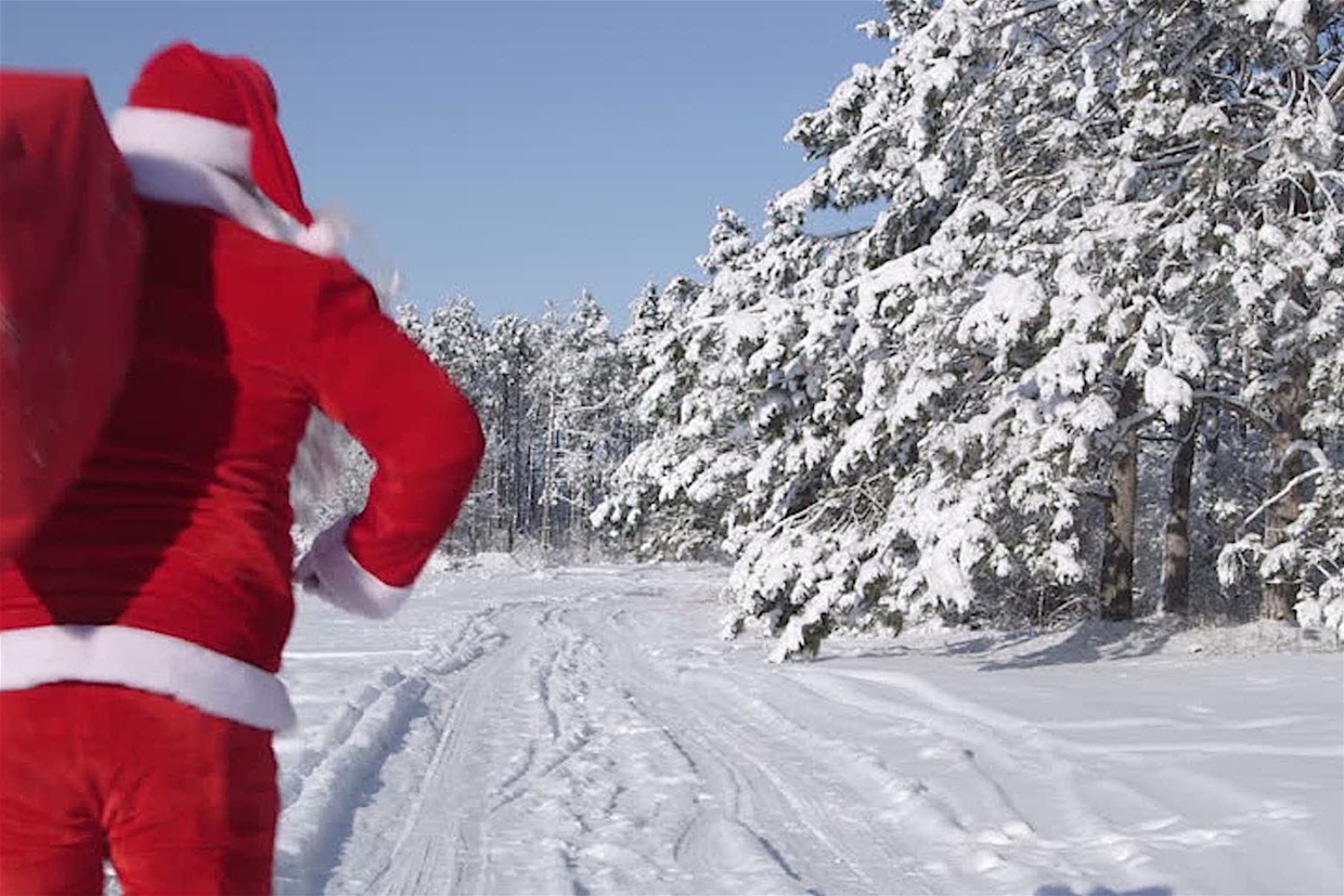 Santa in the snow